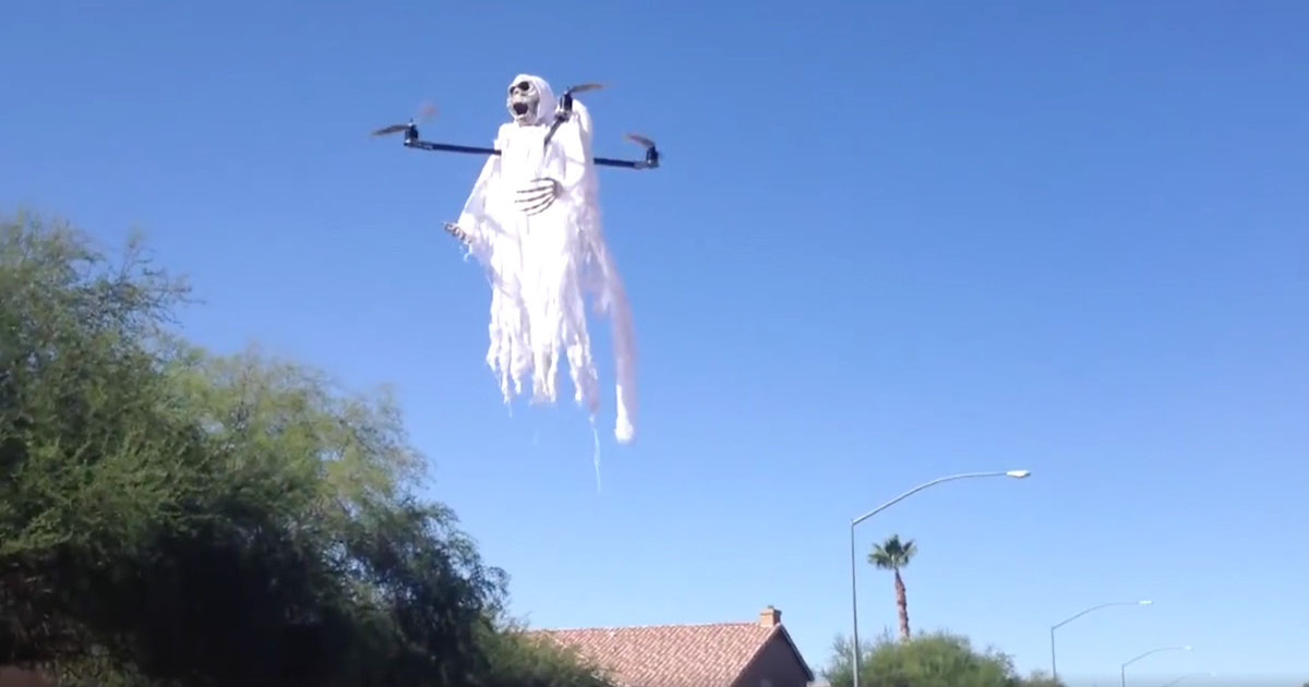 This Guy Uses A Drone To Create A Halloween Decoration To Scare The