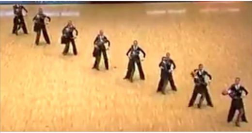 8 Couples Form A Line On Floor, Crowd Roars With Cheer When They Begin To Move