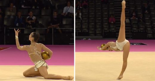 Russian Rhythmic Gymnast Puts On Elegant Production With A Golden Ball