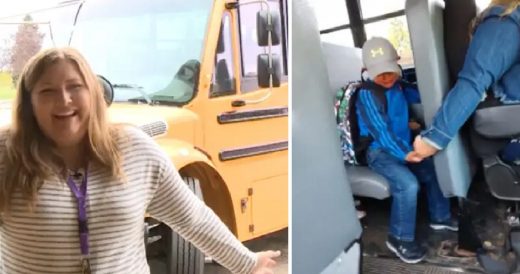 Bus Driver Holds Little Boy’s Hand On Bus To Calm Him Down On First Day Of Sch...