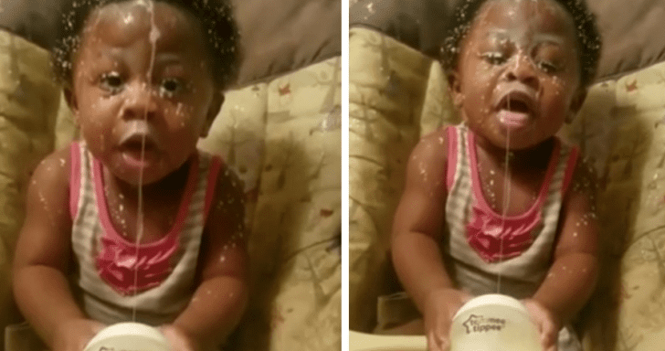 Baby Drinks Milk In A Messy Way