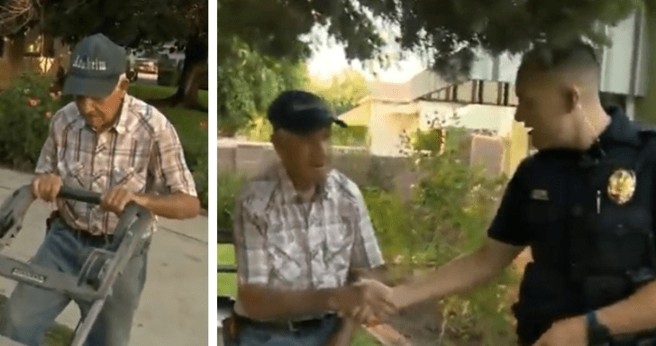 Helpful Cops Mow Elderly Man’s Lawn On A Hot Day