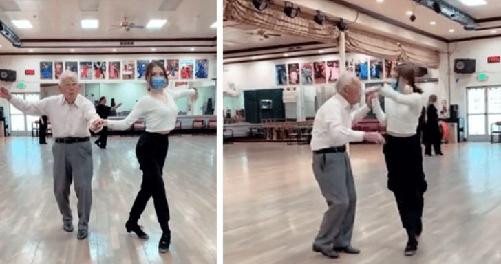 96-Year-Old Man Gracefully Dances With A Professional Dancer