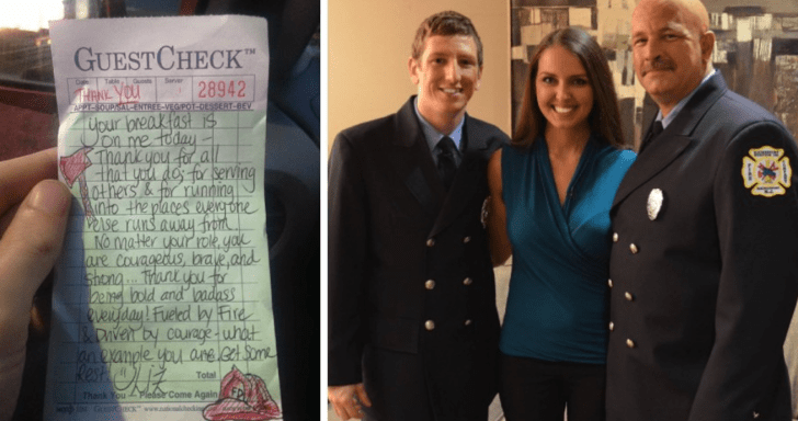 Generous Waitress Leaves Touching Note On Firefighters’ Bill After Paying For ...