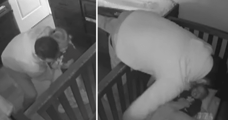 Grandpa Hilariously Falls Over Into Crib While Putting Granddaughter To Sleep