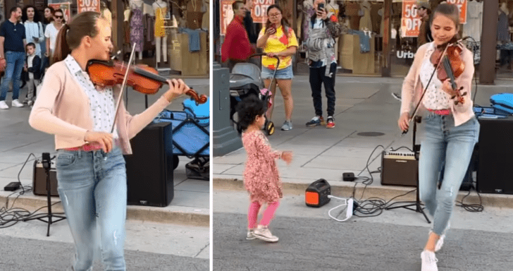 Groovy Little Girl Becomes Busker’s Backup Dancer