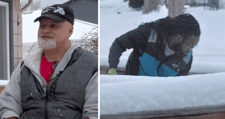 Delivery Driver Shovels Man’s Wheelchair Ramp