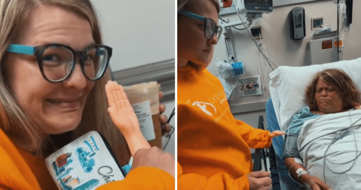 Funny Daughter Pranks Mom With Tiny Hands After Surgery